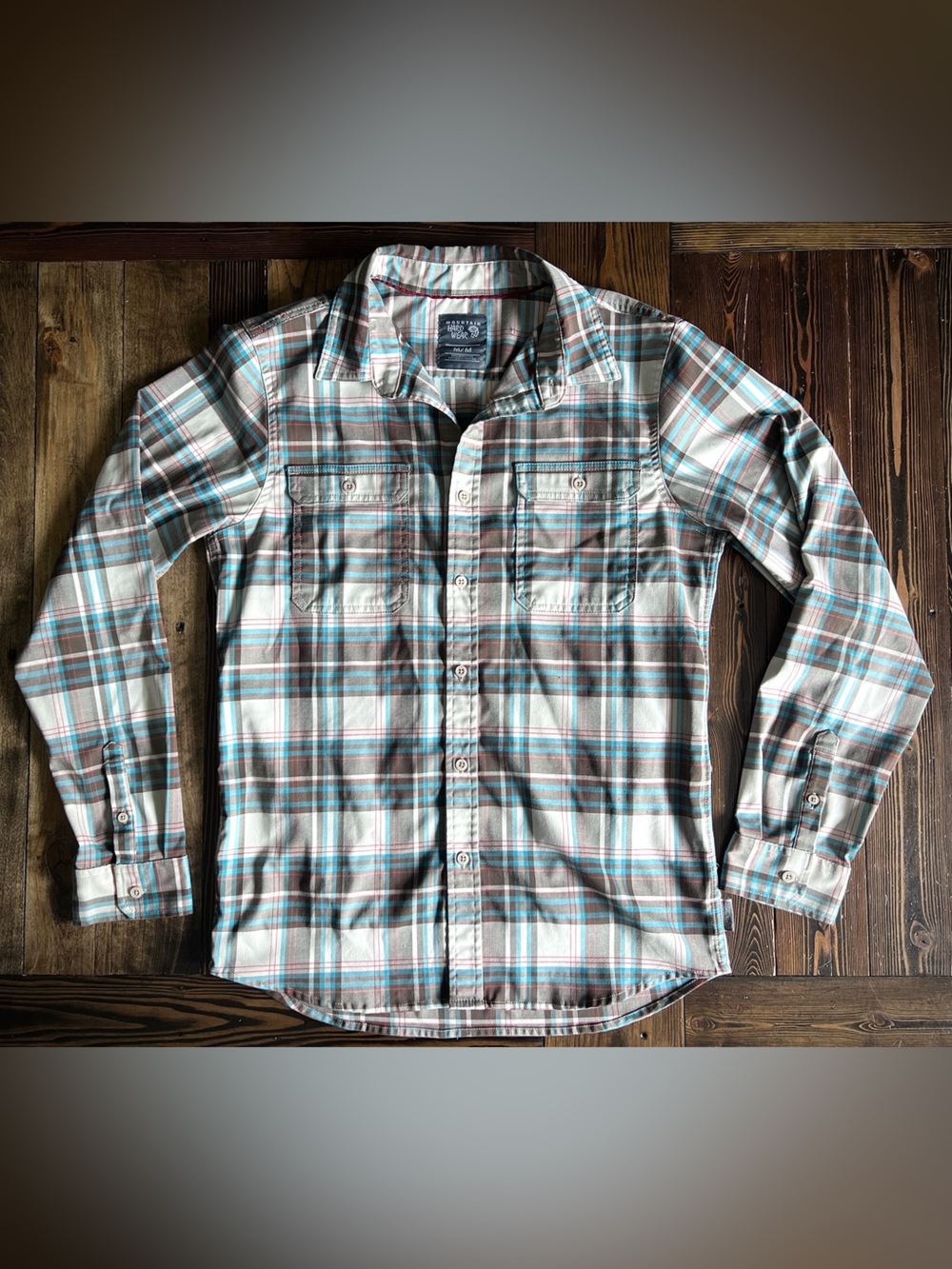 MOUNTAIN HARDWEAR • plaid button hiking shirt stretch gorpcore outdoor trailwear